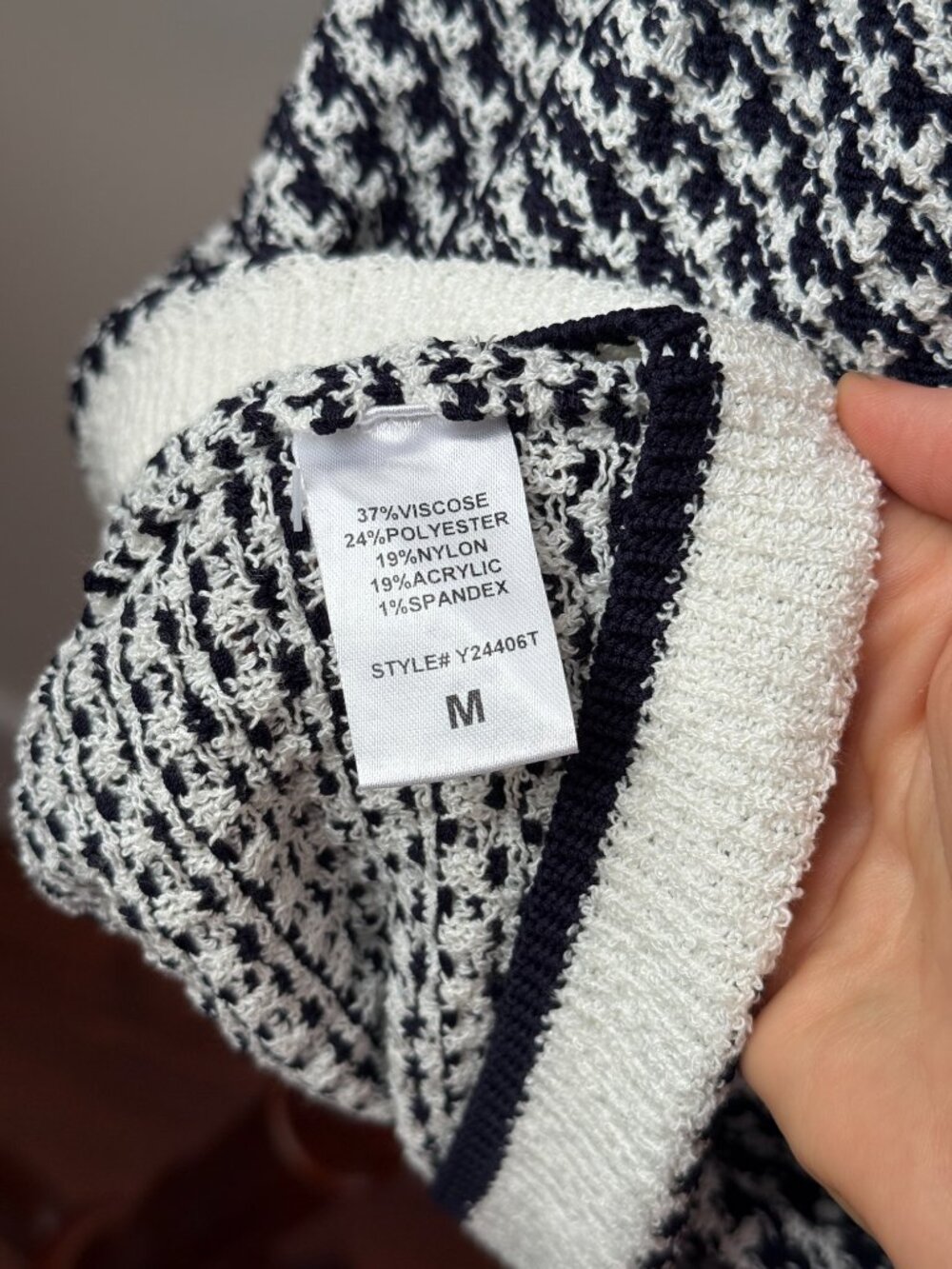 Tuckernuck Pomander Place Bardot Mini Dress Medium NWT Navy White Knit - Picture 9 of 11